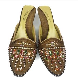 Matisse Shakira Beaded Sequin Slipper Mule Heel - Size 9.5